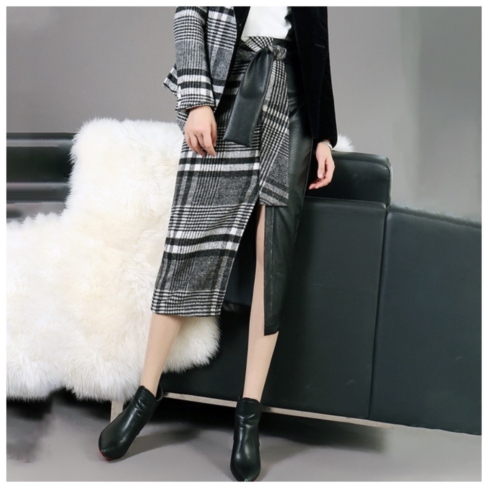 💕 The ANNLA Cashmere Blend Vegan Leather Skirt - Picture 7 of 10